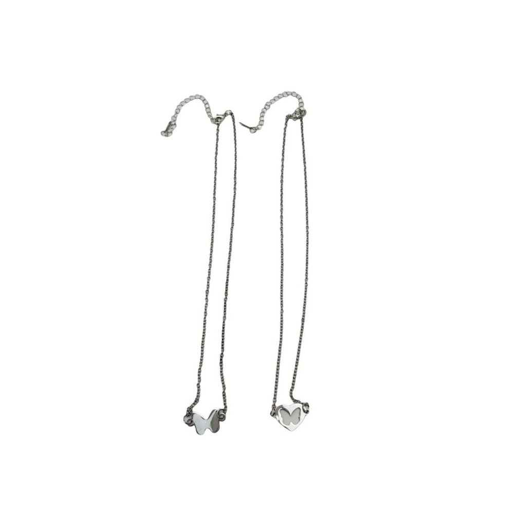 Mother Daughter Butterfly Duo Necklaces Silver Stainless Steel - Picture 8 of 8